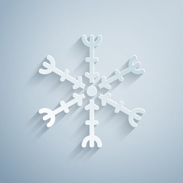 剪纸雪花图标孤立在灰色图片下载