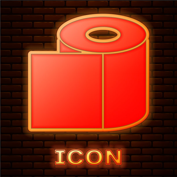 发光的霓虹灯厕纸卷图标隔离图片下载
