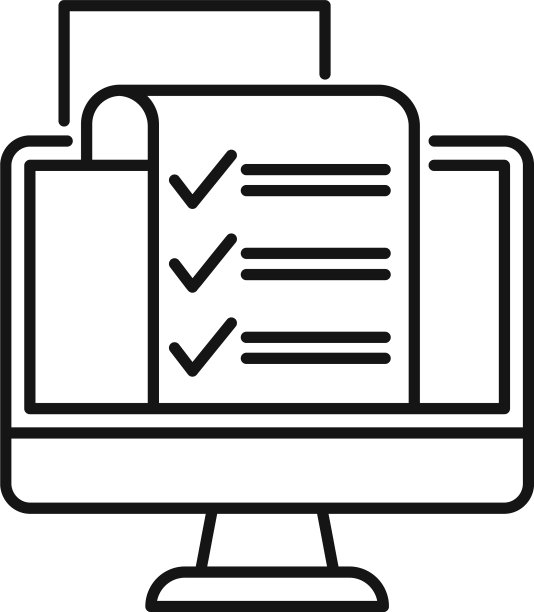 PC在线调查图标轮廓风格图片下载