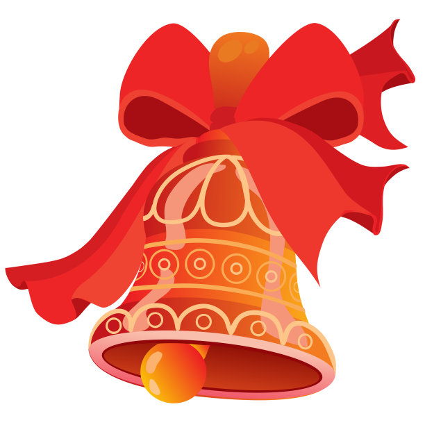 有图案的红色铃铛和一个红色的大蝴蝶结图片下载