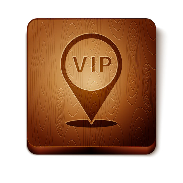 棕色位置VIP图标隔离在白色图片下载