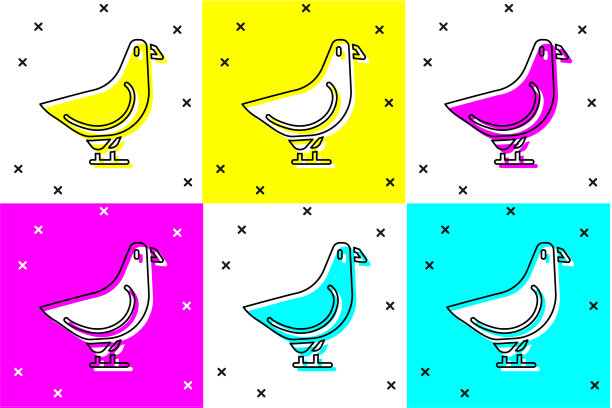 设置鸽子图标孤立的颜色背景图片下载