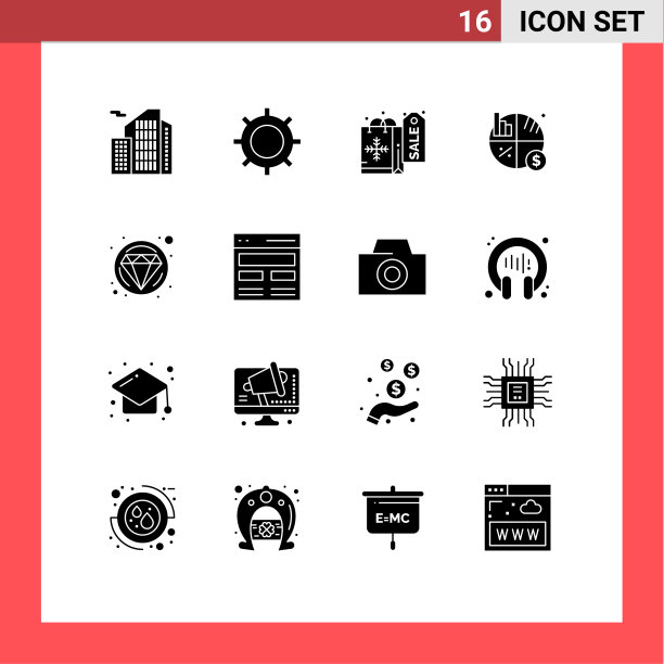 将16个实字形、符号和符号分组图片下载