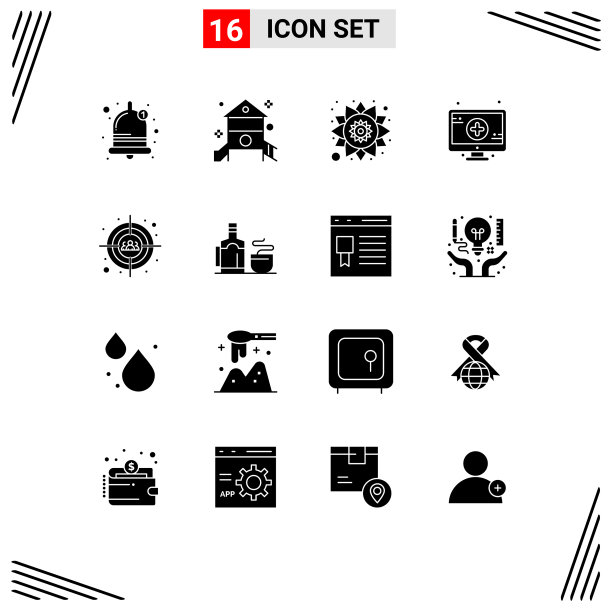 通用图标符号组16个现代立体图片下载