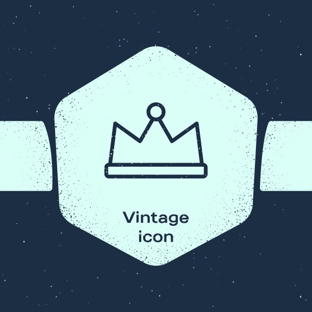 垃圾摇滚线皇冠图标孤立在蓝色背景图片下载