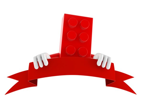 带有空白横幅的玩具方块角色图片下载