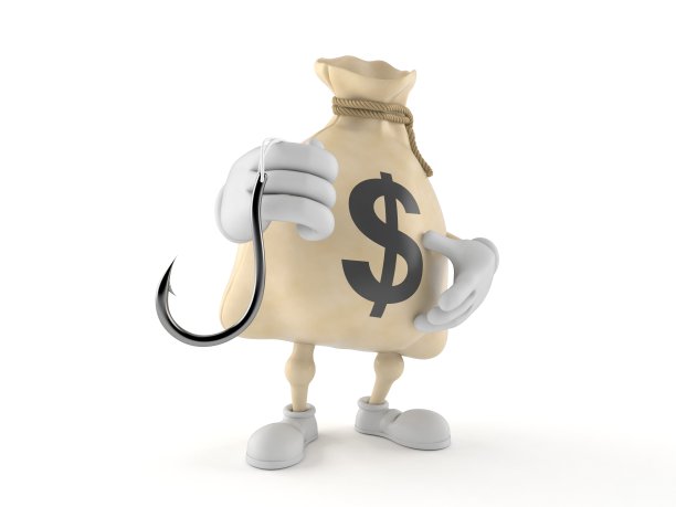 美元钱袋人物拿着鱼钩图片下载