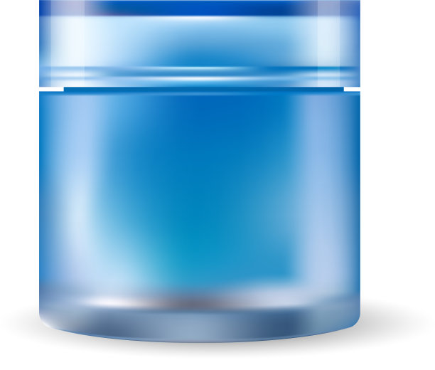 蓝色玻璃奶油罐孤立在白色背景图片下载