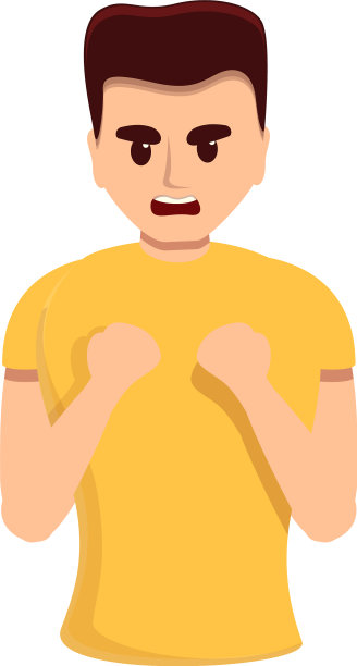 年轻的愤怒男子图标卡通风格图片下载