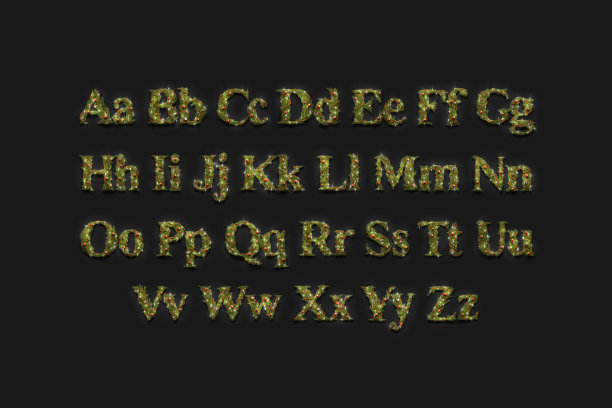 装饰的大写字母和小写字母，圣诞字体模型设置黑暗图片下载