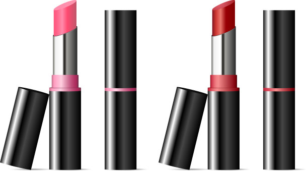 时髦的口红模型设置黑色的帽子图片下载