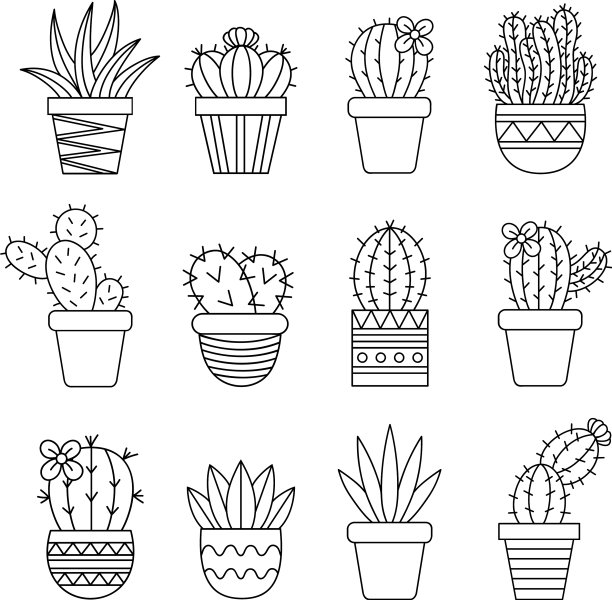 仙人掌组黑色图片下载