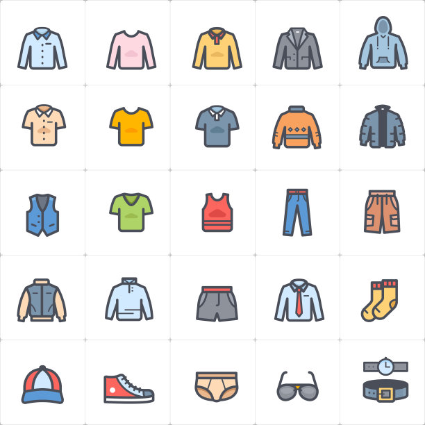 图标集服装男子笔触与颜色图片下载
