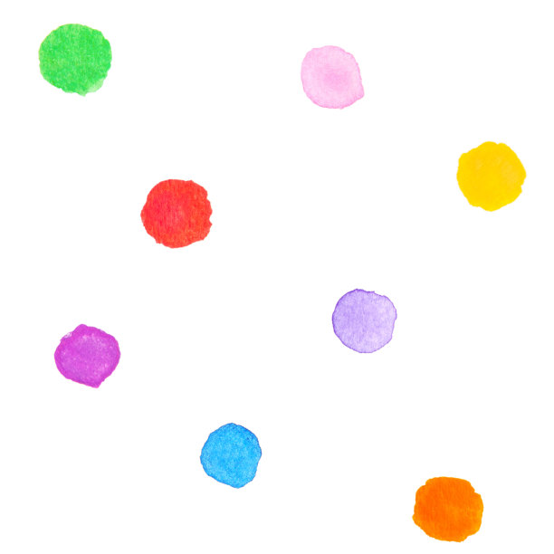 彩色水彩点画在白色的背景。图片下载