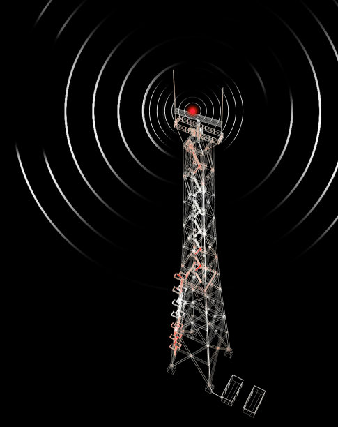雷达塔带波。3 d渲染图片下载
