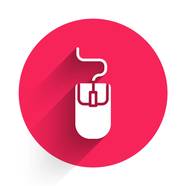 白色电脑鼠标图标与长隔离图片下载