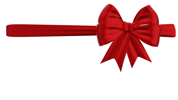 红色蝴蝶结和条幅丝带组成的角度孤立在白色背景上的产品介绍，圣诞庆祝和快乐的新年与空间的问候概念，3D渲染“n”n图片下载