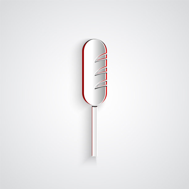 剪纸炸香肠图标孤立在灰色图片下载