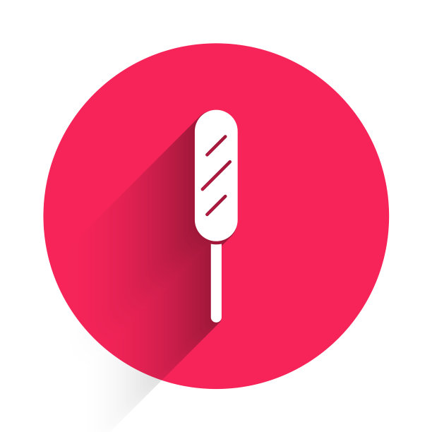 白色玉米狗图标孤立与长影子图片下载