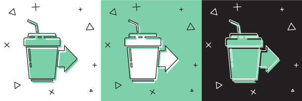 设置咖啡杯去图标孤立在白色和图片下载