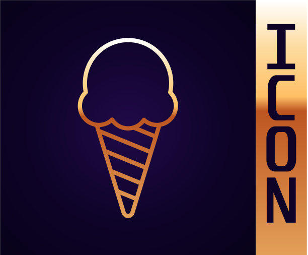 金线冰淇淋在华夫蛋筒图标孤立图片下载