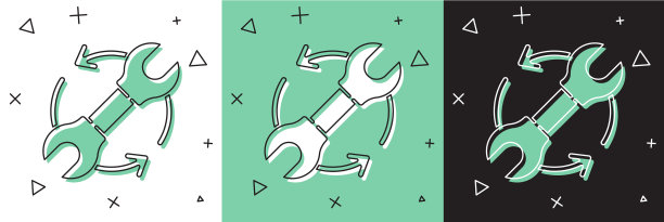 将扳手和箭头设置为工作流图标图片下载