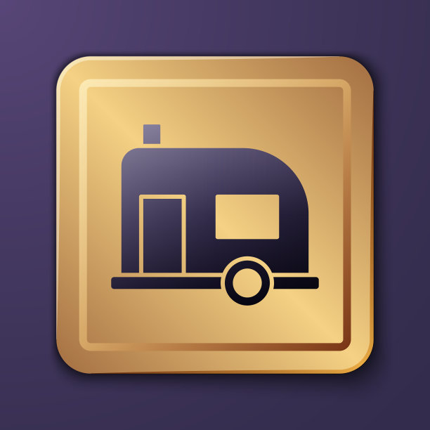 紫色房车露营拖车图标孤立在紫色图片下载