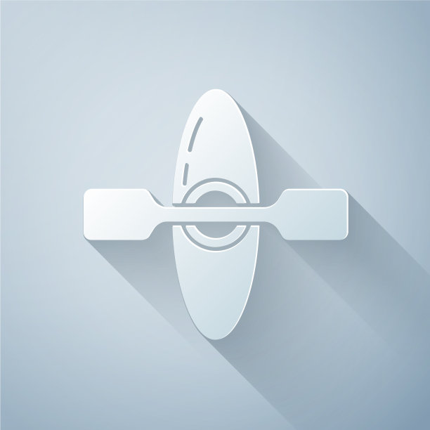 剪纸皮艇和桨图标孤立在灰色图片下载