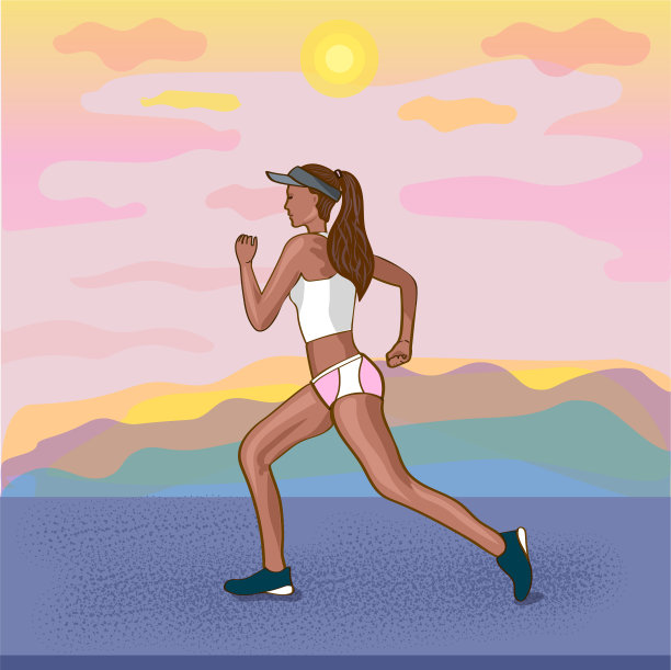 跑步的女人，沙滩上的运动女孩图片下载