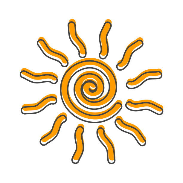 图标太阳卡通风格上的白色孤立图片下载