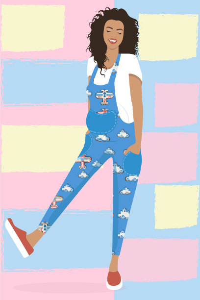 年轻漂亮的怀孕女孩穿着时尚图片下载