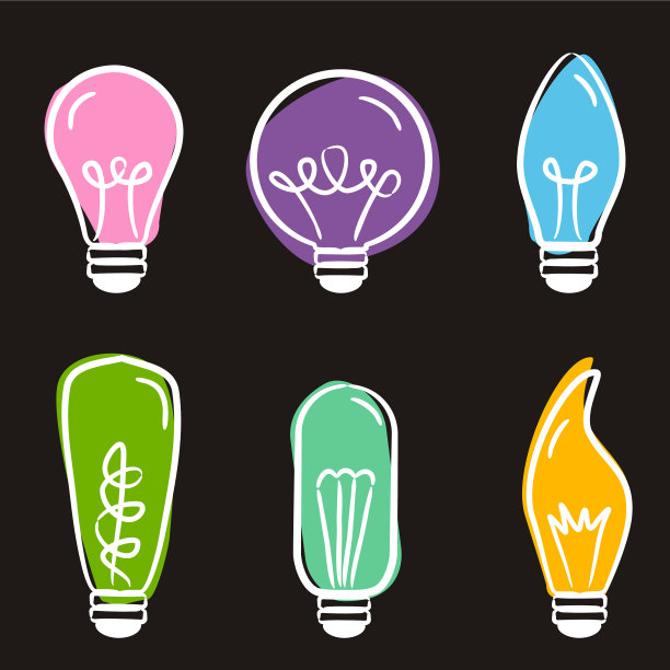 在黑板上设置手绘灯泡图标图片下载