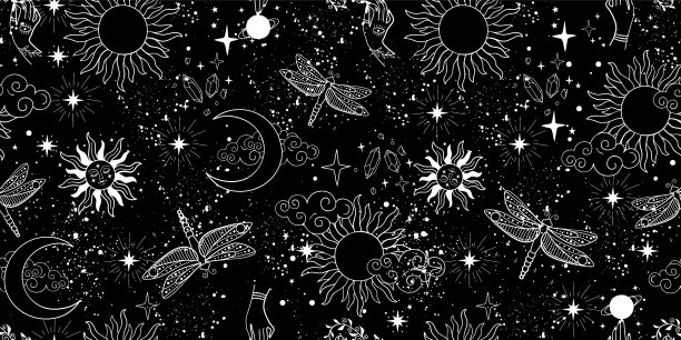 宇宙与星星的无缝神秘图案图片下载