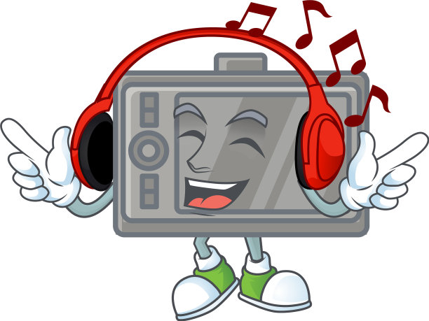 Wacom卡通设计用耳机听音乐图片下载