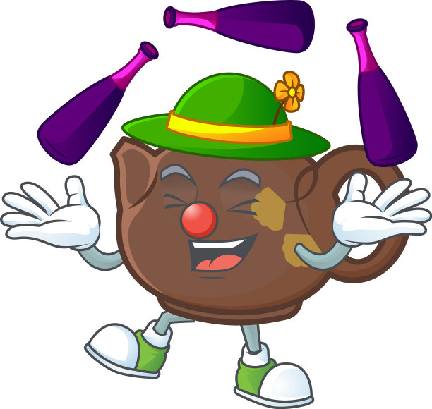 聪明的茶壶卡通设计玩杂耍图片下载