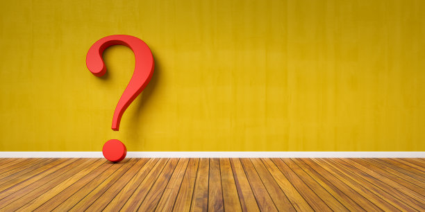 白色问号在黄色混凝土垃圾墙- 3d插图图片下载