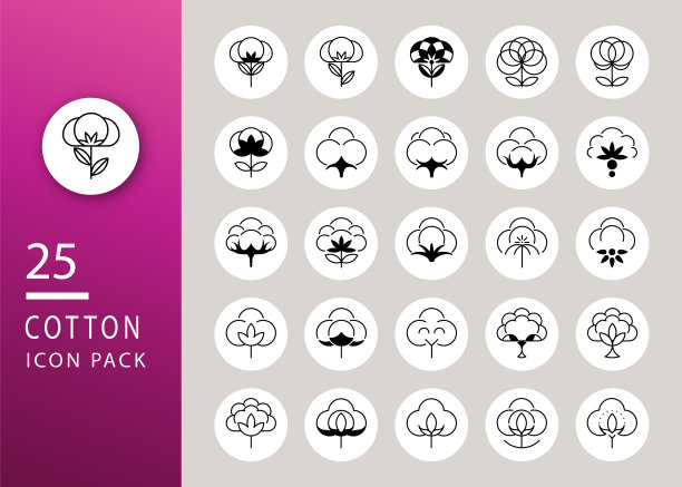 设定棉图标创意线标志自然图片下载