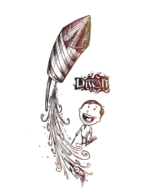 男孩飞火箭-印度排灯节图片下载