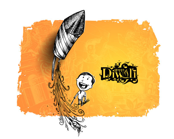 男孩飞火箭-印度排灯节图片下载