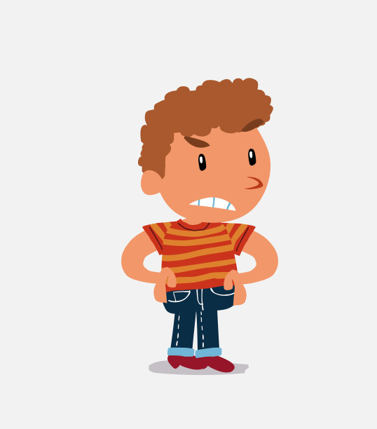 牛仔裤上愤怒的卡通人物小男孩图片下载