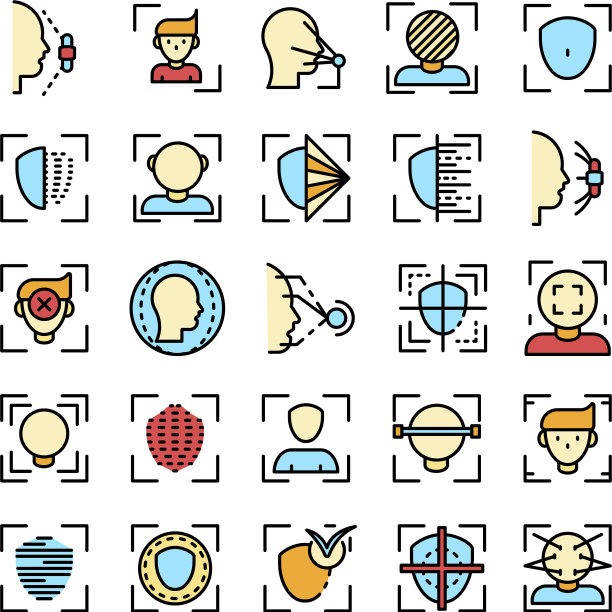 人脸识别系统图标设置平图片下载