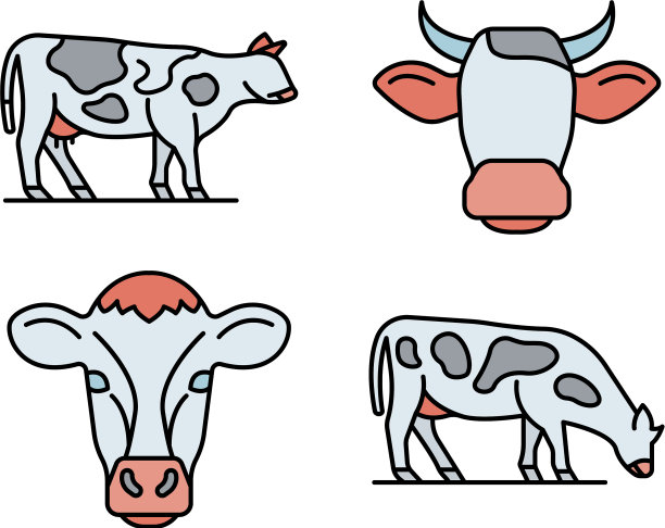 奶牛图标设置平坦图片下载