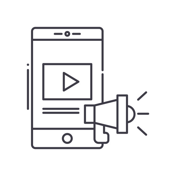 媒体广播图标，线性孤立的插图，细线矢量，网页设计标志，大纲概念符号与可编辑的笔画在白色的背景。图片下载