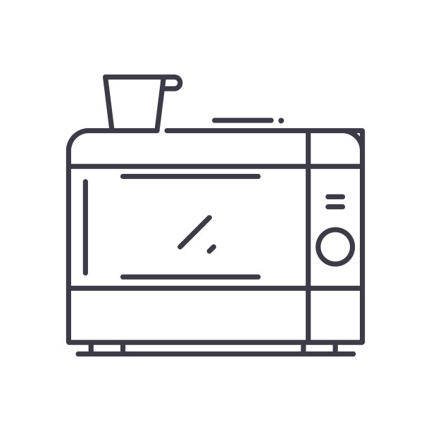 微波图标，线性孤立的插图，细线矢量，网页设计标志，大纲概念符号与可编辑的笔触在白色背景。图片下载