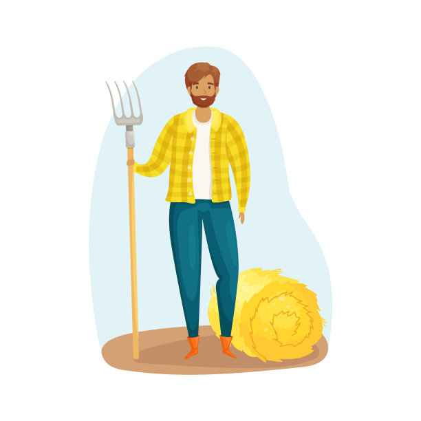 农夫用干草叉收割干草图片下载