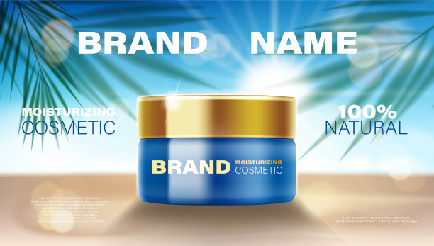 夏季化妆品面霜广告与瓶子产品图片下载