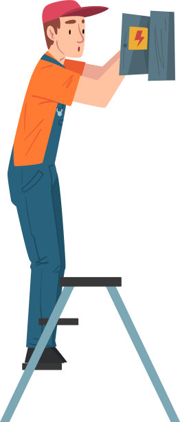 男电工工程师操作控制面板图片下载