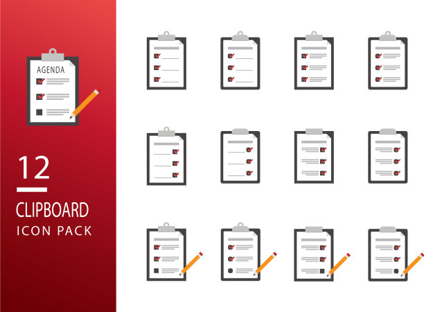 设置剪贴板与检查表图标平面样式图片下载