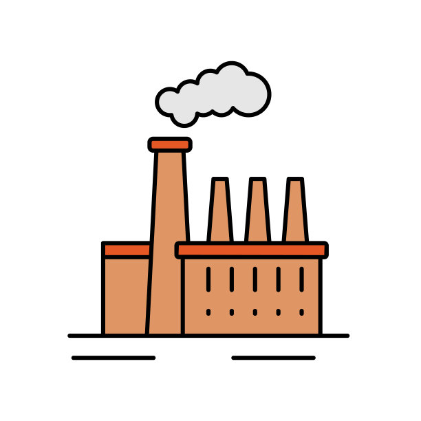 工业工厂城市景观线图标。景观图标元素图片下载