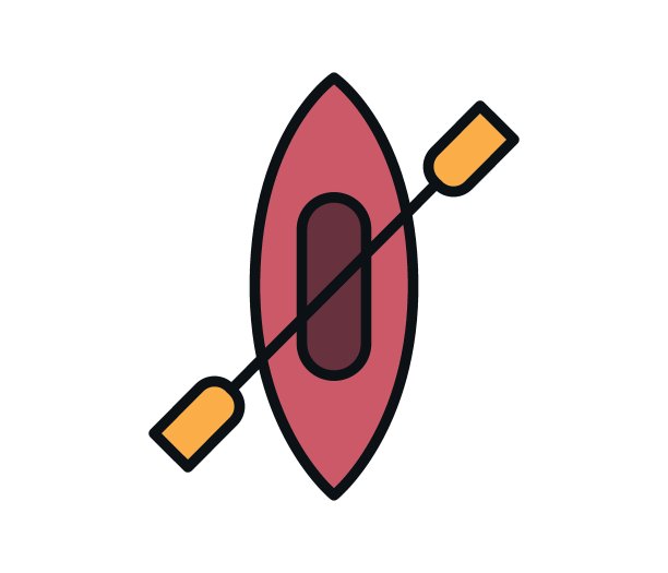 矢量皮划艇、皮划艇、平色皮划艇图标线图片下载